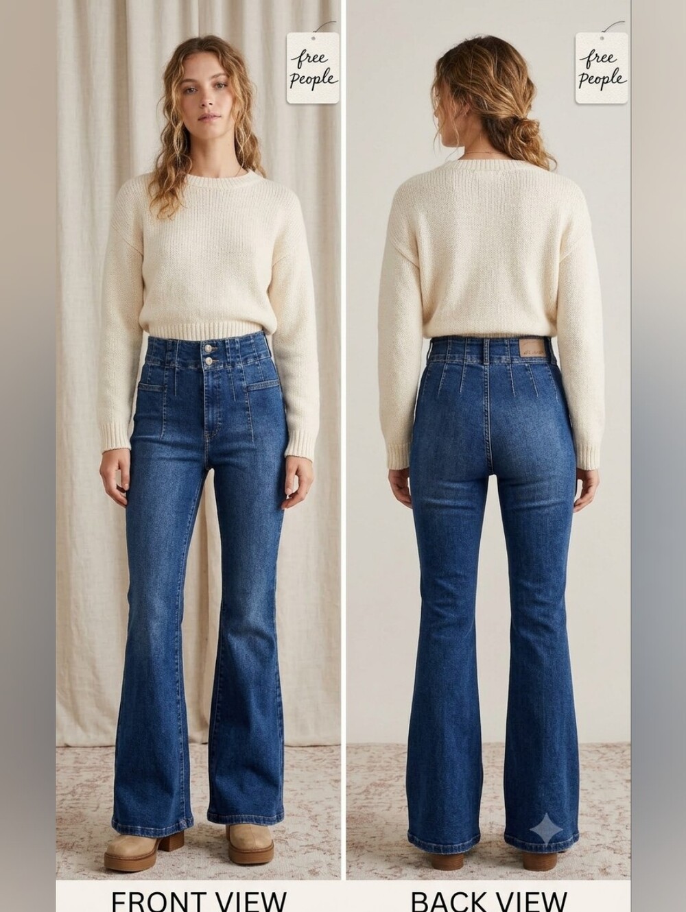 Free People - We The Free High-Rise Flare Jeans in Indigo Blue